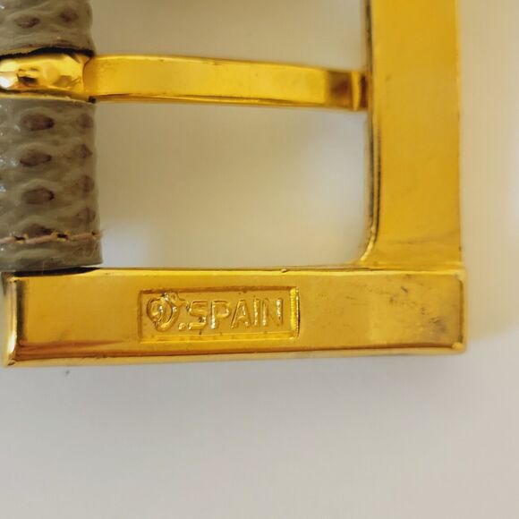 Ceinture Emmanuel Belt Hand Tipped Swirl Grain Leather Women Sz M - Picture 4 of 11